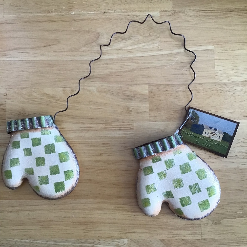 Checkered Mittens Hanging Wall Door Holiday Decor - The Round Top Collection